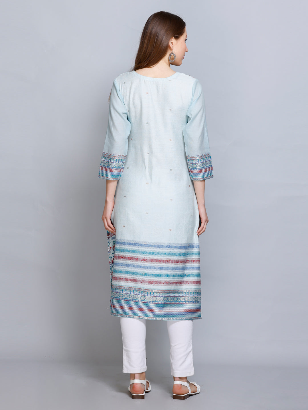 Kidar - Sky Blue Cotton Silk Kurti by Kidar