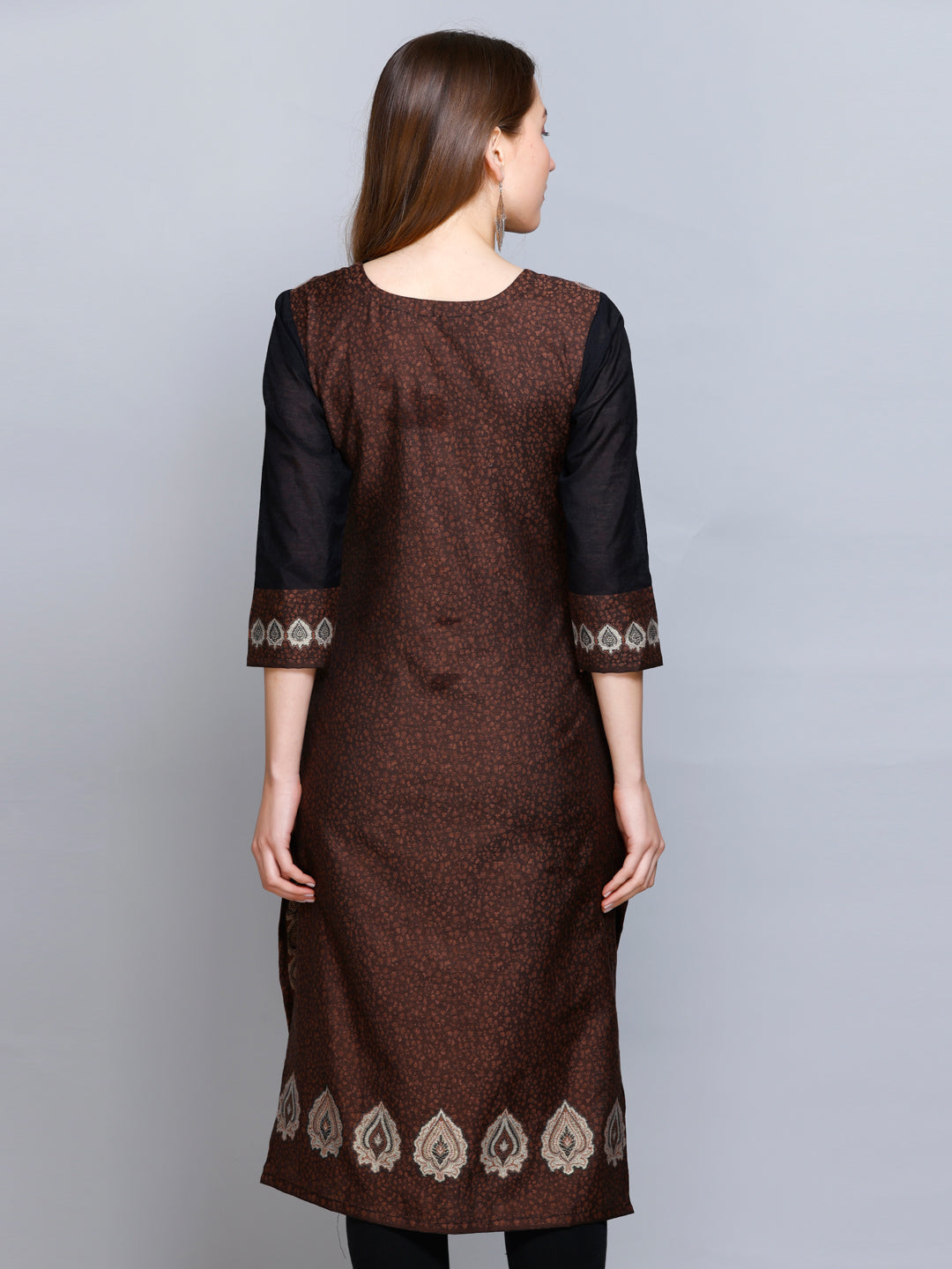 Kidar - Coffee Sweetheart Neck Cotton Silk Kurti by Kidar