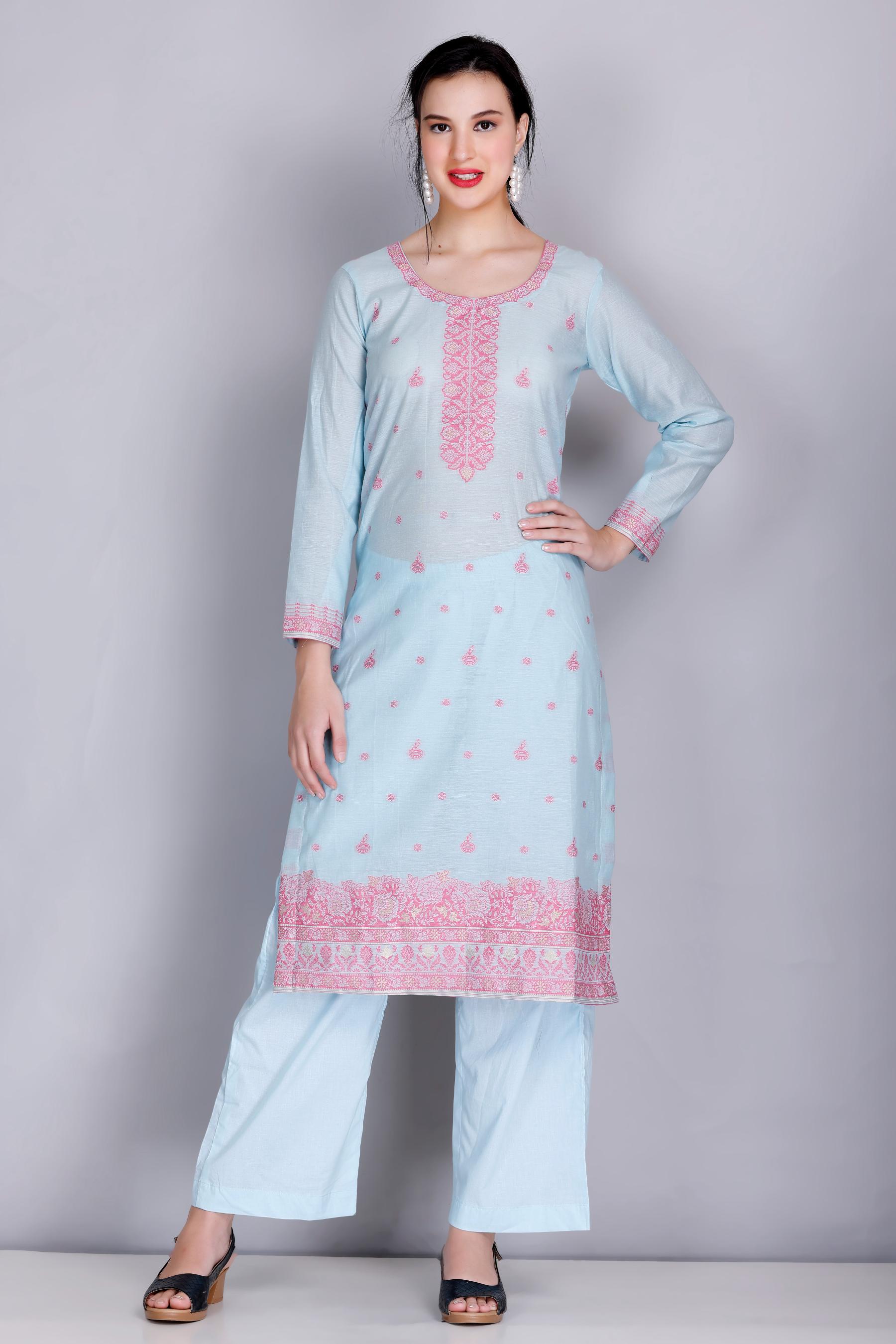 Kidar's Unstitched Cotton Silk Suit In Sky Blue