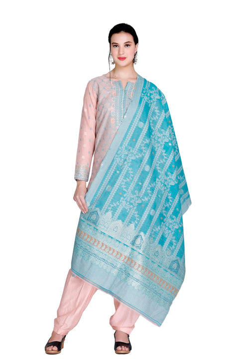 Kidar's Unstitched Cotton Silk Suit in Pink