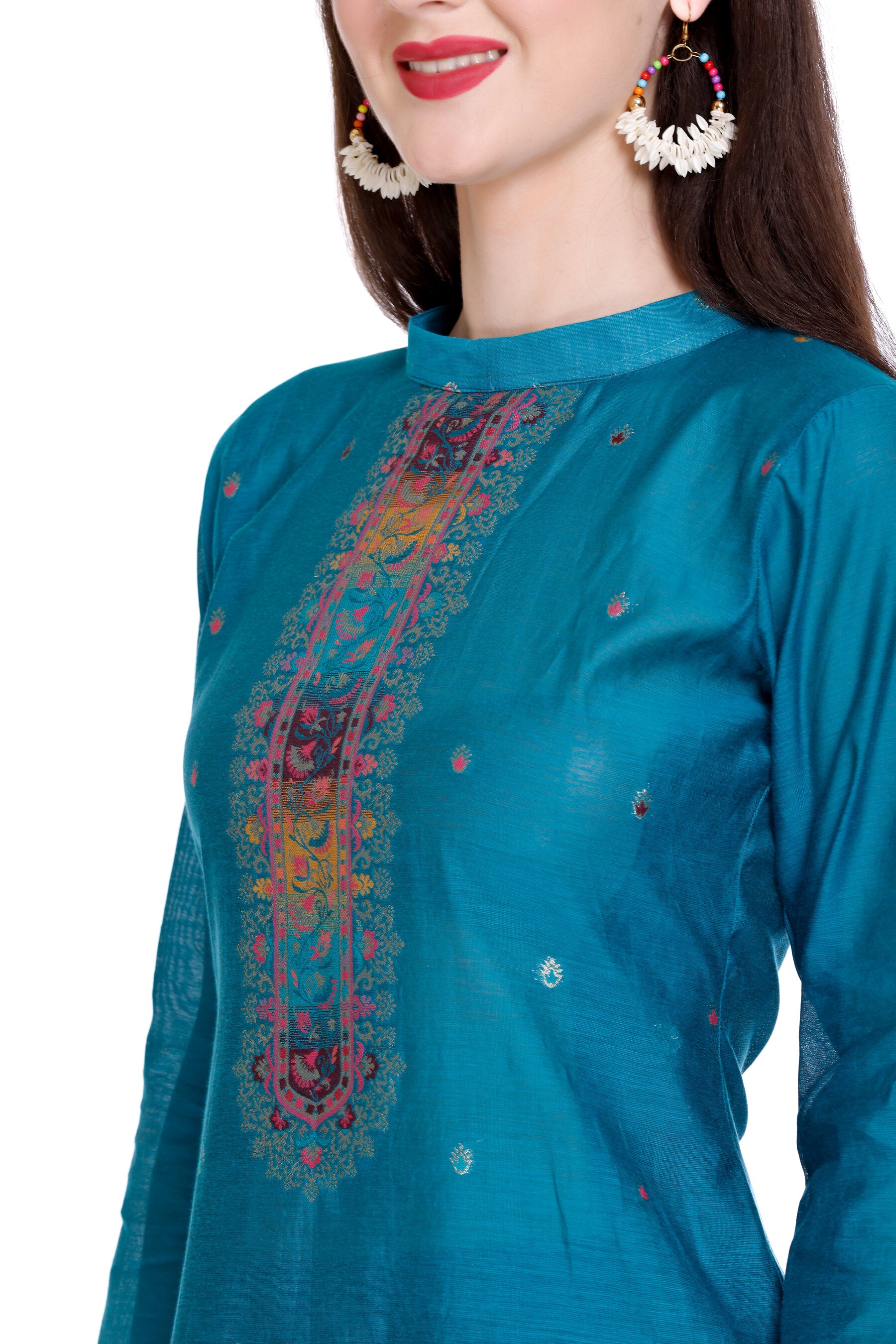 Kidar's Unstitched Cotton Silk Suit in Blue