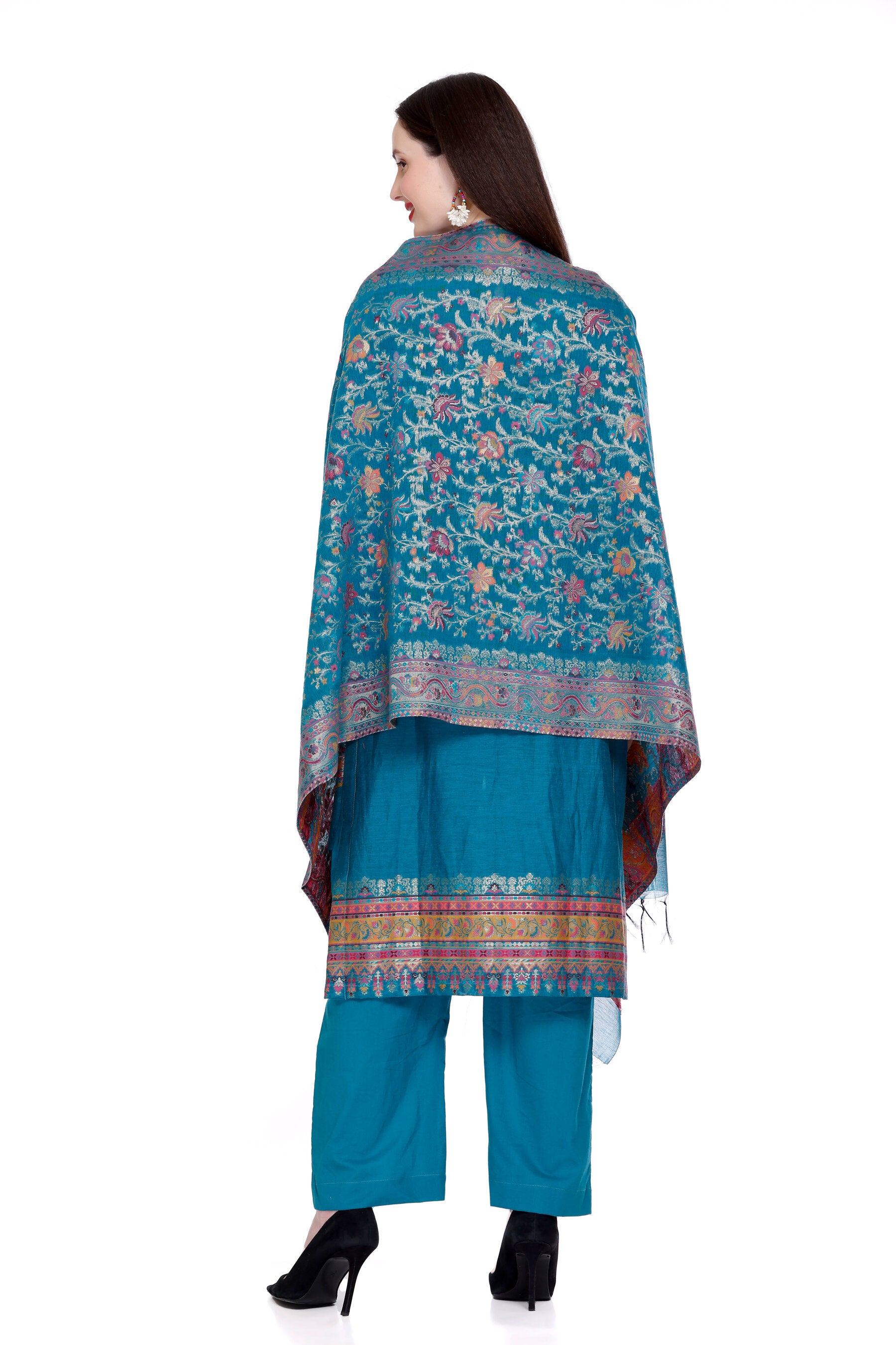 Kidar's Unstitched Cotton Silk Suit in Blue