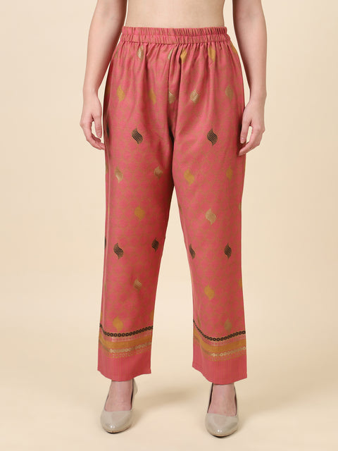 Kidar Ethnic Shirt Style Kurta with Pant Mehroon Chandri Printed Cord-Set (Top & Bottom)