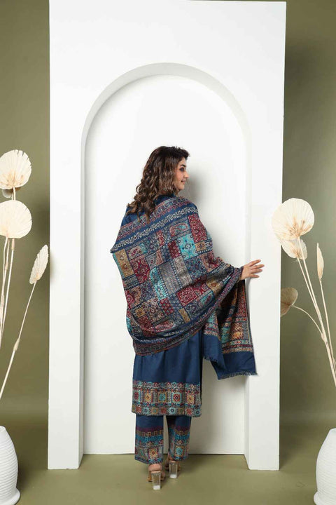 Kidar Unstitched Wool Salwar Suit Material Embroidered