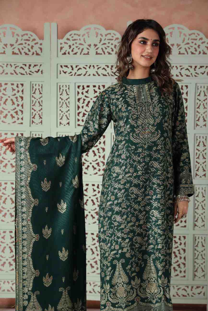 Kidar Pishori Women's Unstitched Suit-Green