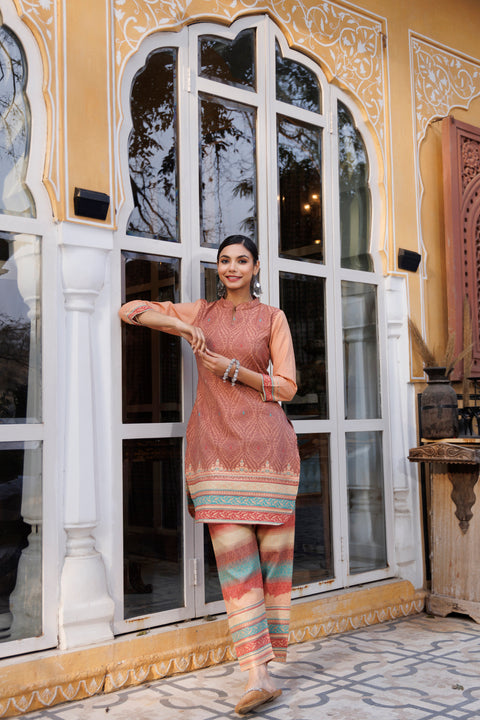 Kidar Womens Kurta With Pant Set Cotton Silk Summer Wear suit