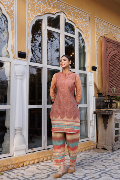 Kidar Womens Kurta With Pant Set Cotton Silk Summer Wear suit